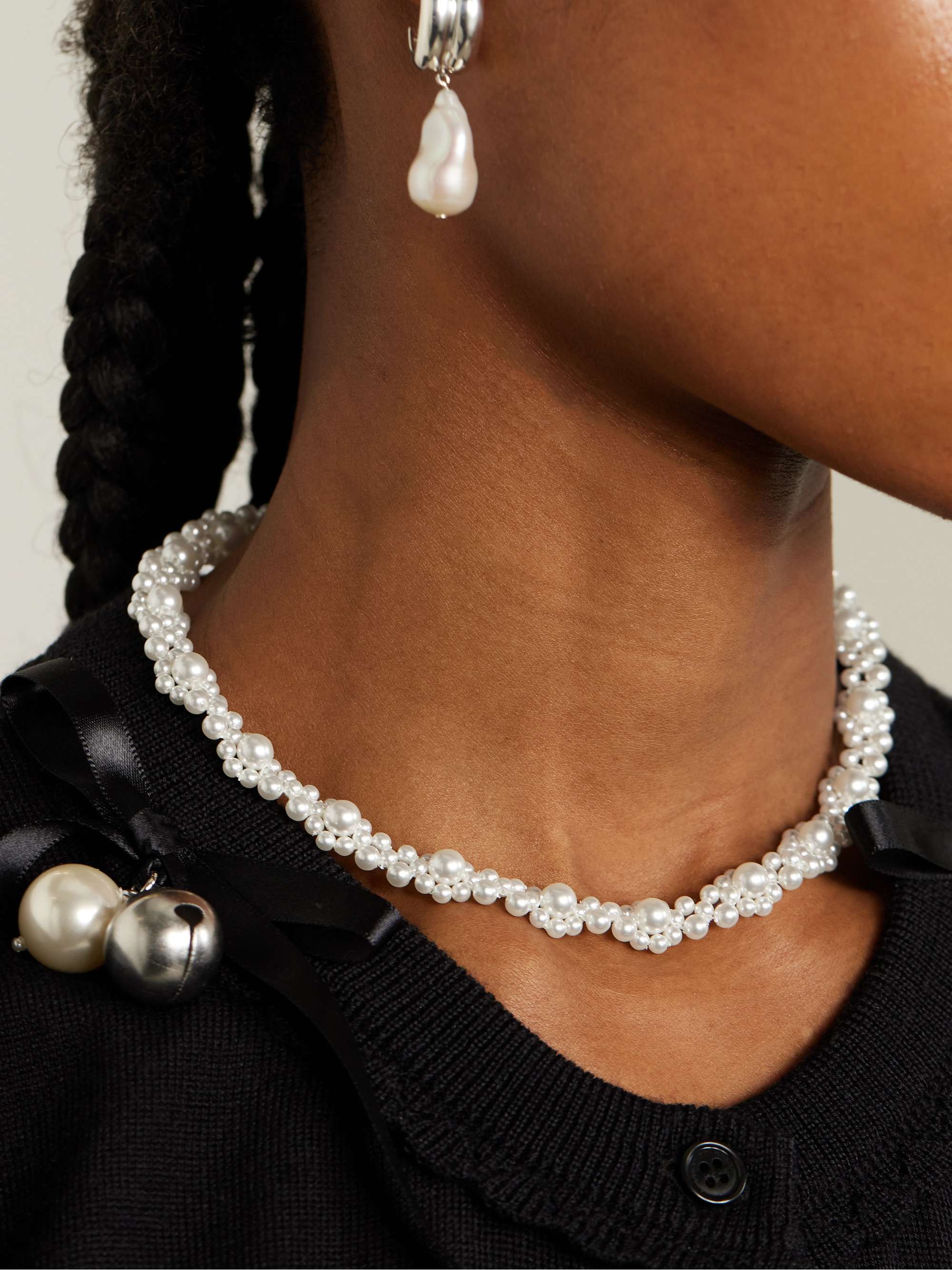 SIMONE ROCHA Daisy Chain faux pearl gold tone necklace NET A PORTER