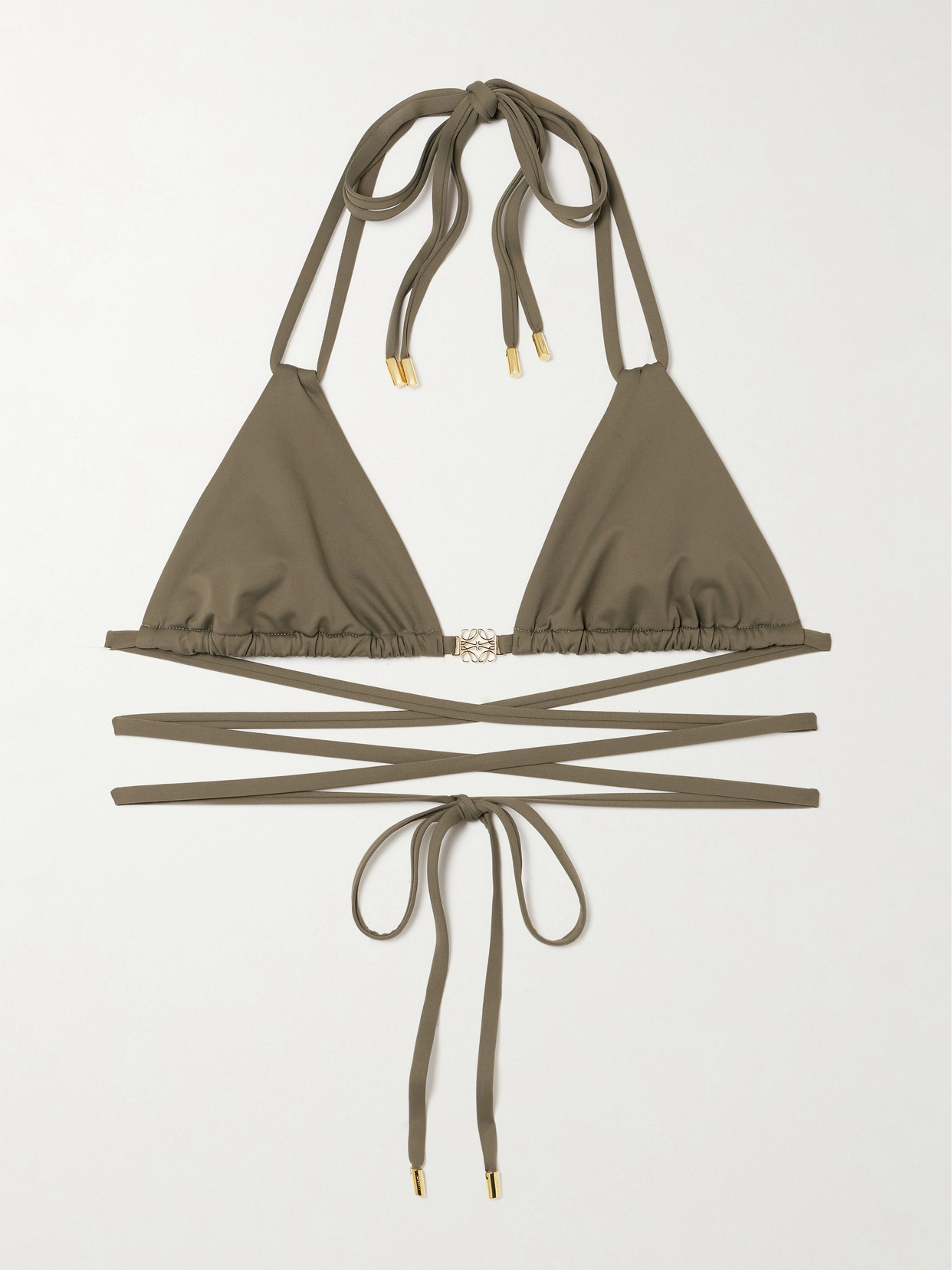 Loewe + Paula's Ibiza Embellished Triangle Bikini Top In Green