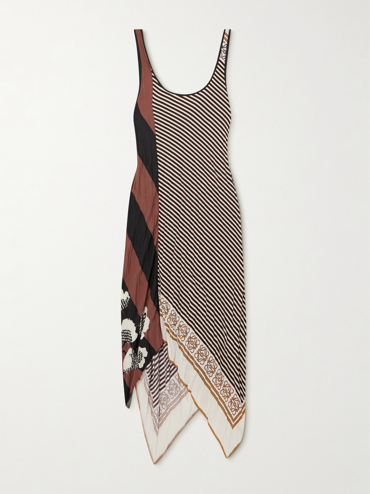 Loewe - + Paula's Ibiza Asymmetric Printed Satin Dress - Red