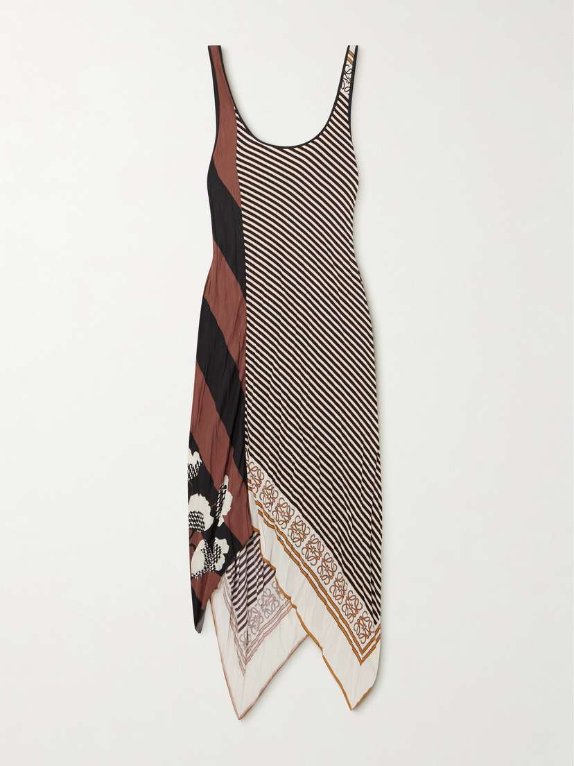 Loewe + Paula's Ibiza Asymmetric Printed Satin Dress