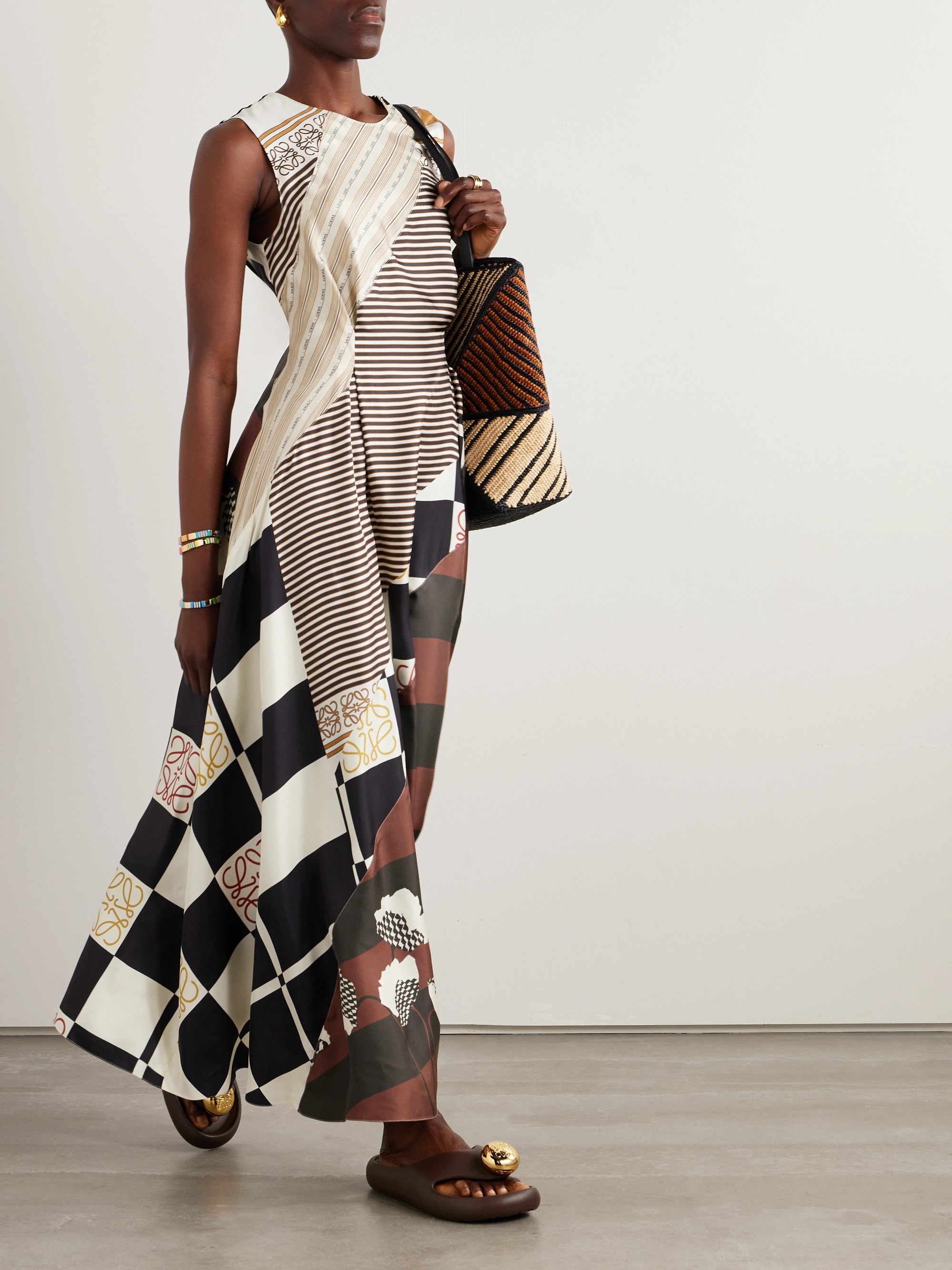 Loewe + Paula's Ibiza cutout printed silk-twill maxi dress