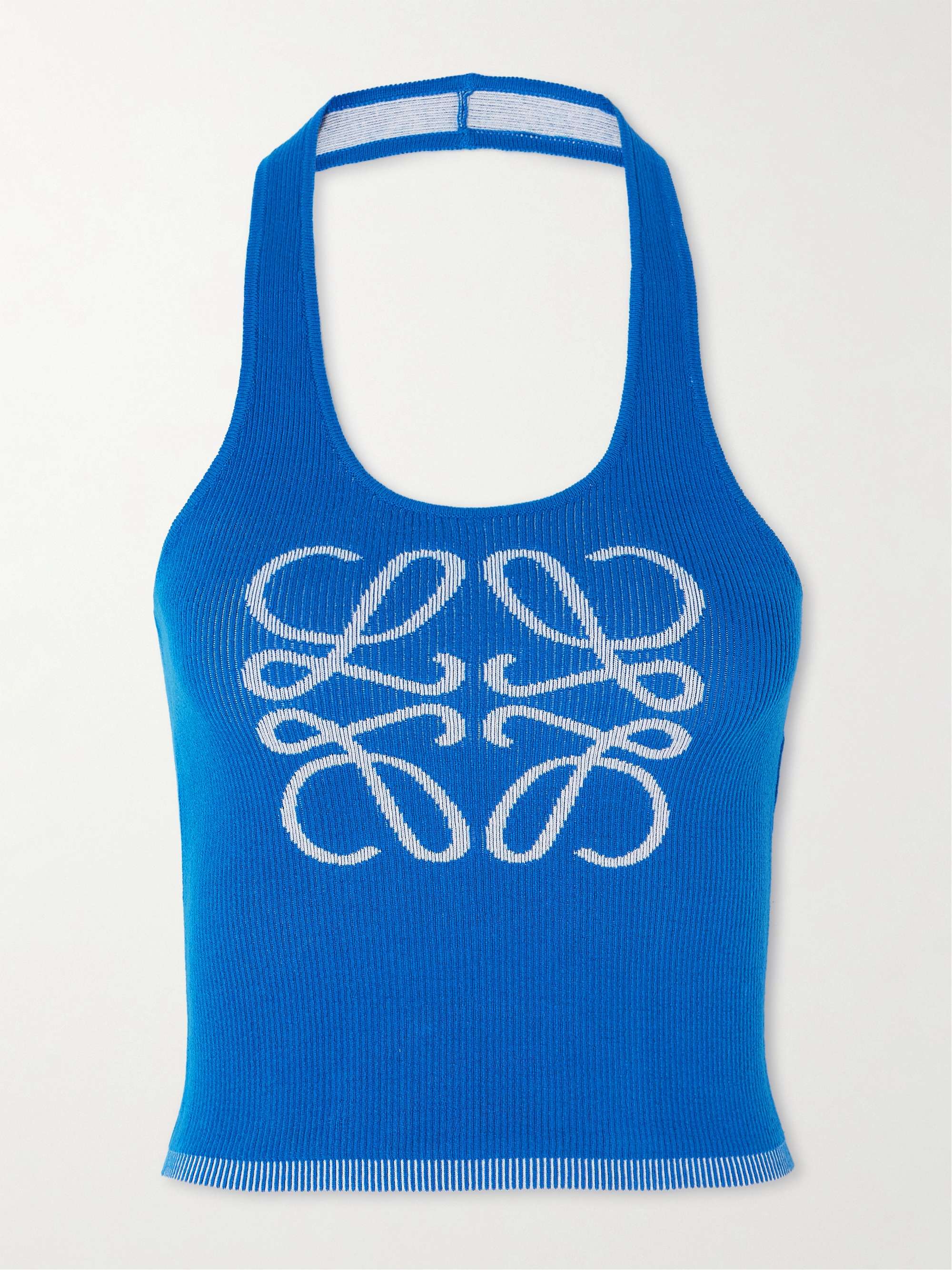 LOEWE + Paula's Ibiza ribbed jacquard-knit cotton-blend halterneck tank ...