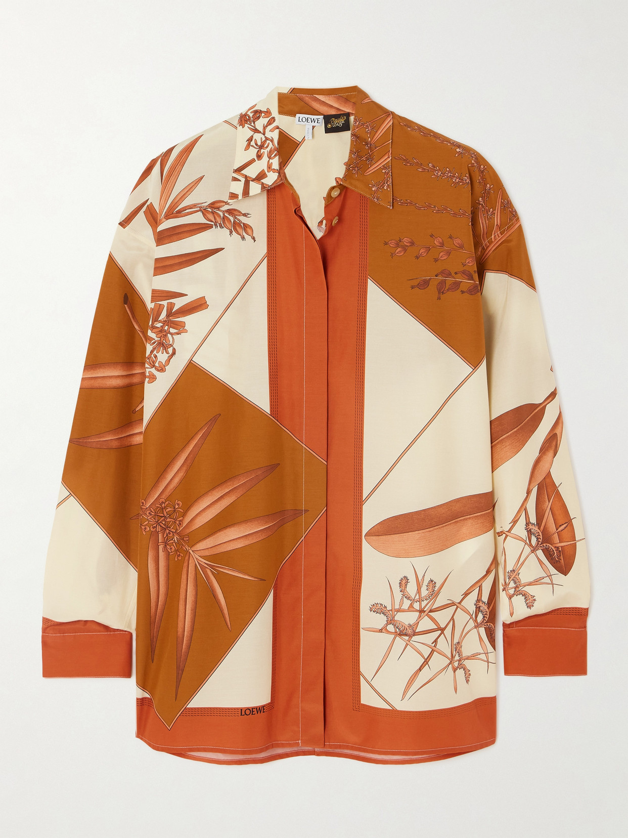 Loewe + Paula's Ibiza Printed Cotton And Silk-blend Shirt In Orange