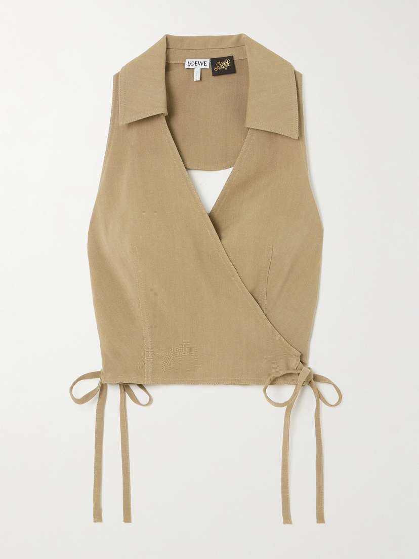 Loewe + Paula's Ibiza Cropped Open-back Canvas Wrap Top