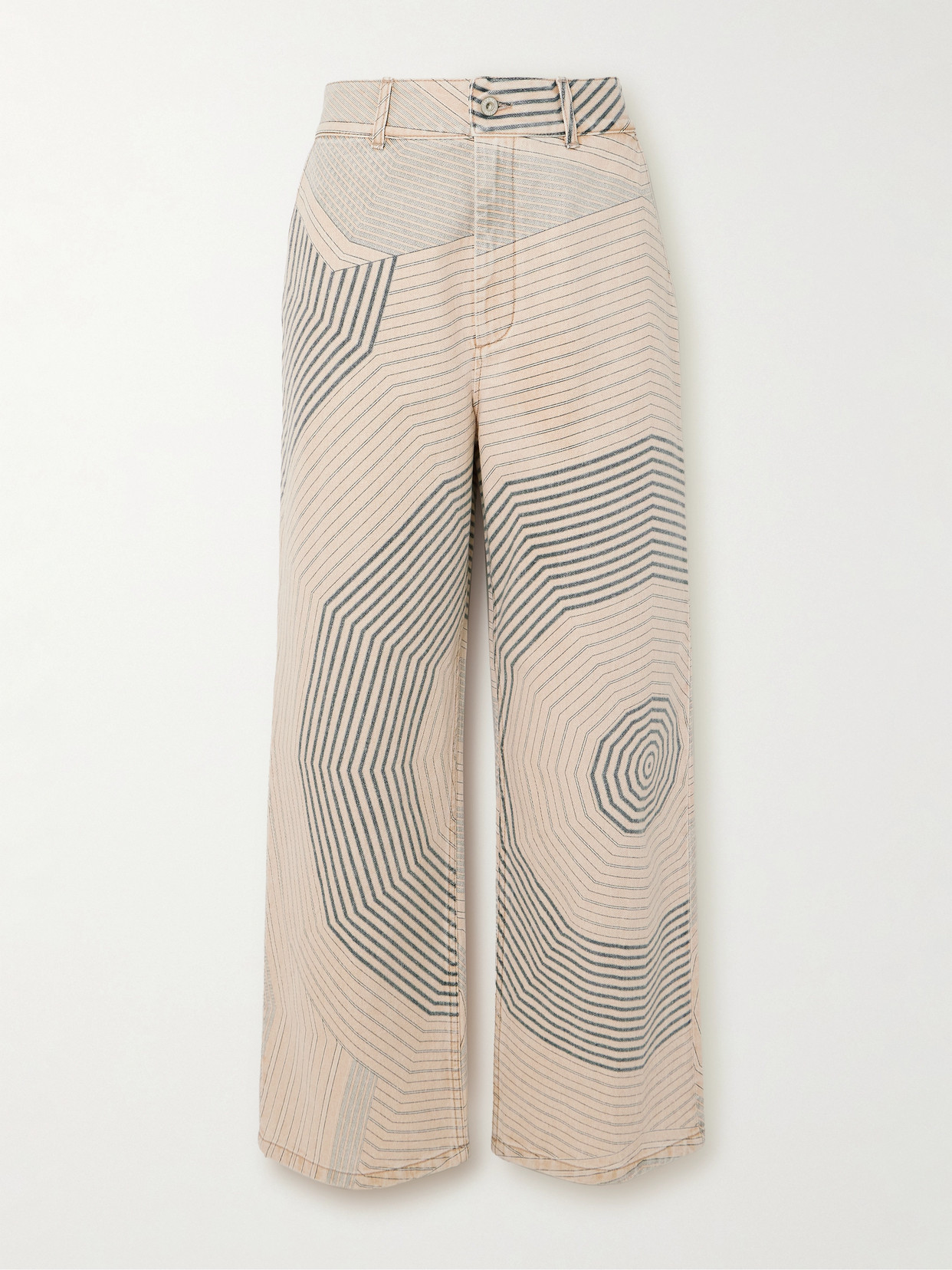 Loewe + Paula's Ibiza Leather-trimmed Printed Straight-leg Jeans In Neutrals