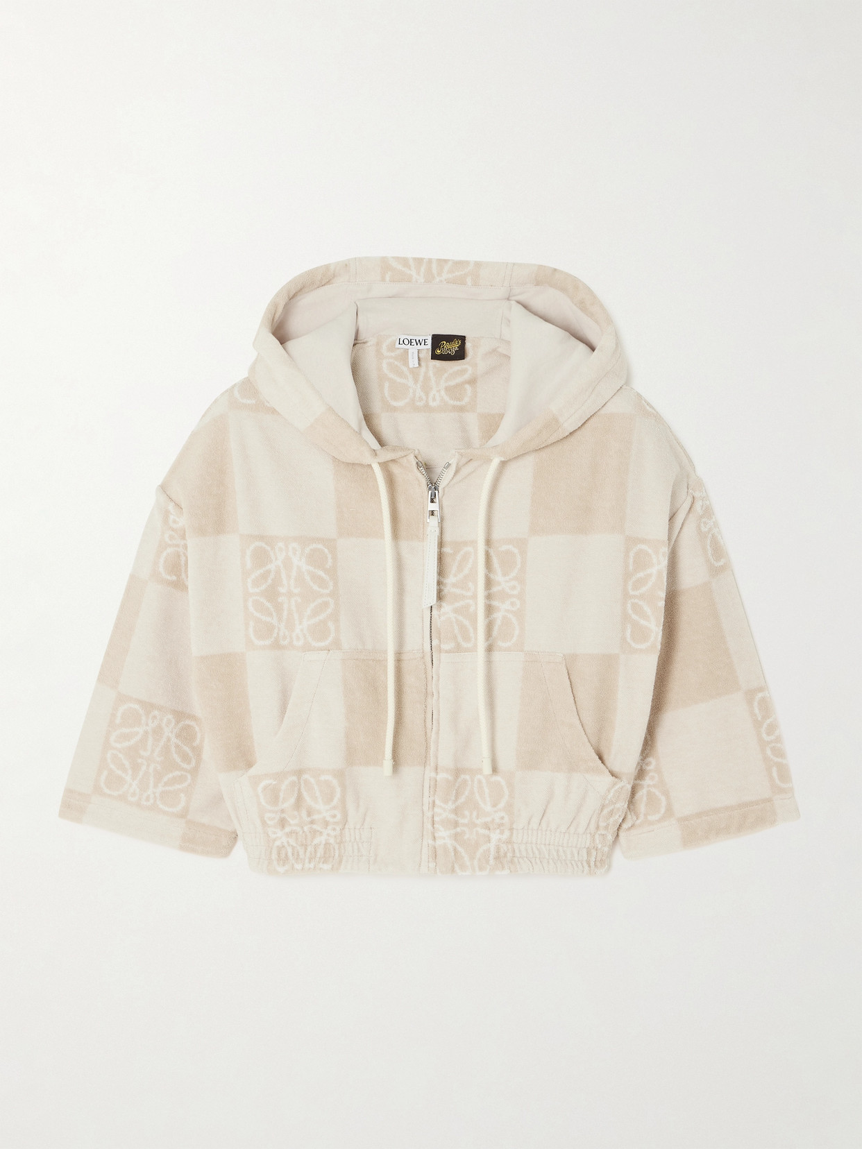 Loewe - + Paula's Ibiza Cropped Cotton-blend Terry Hoodie - Neutrals