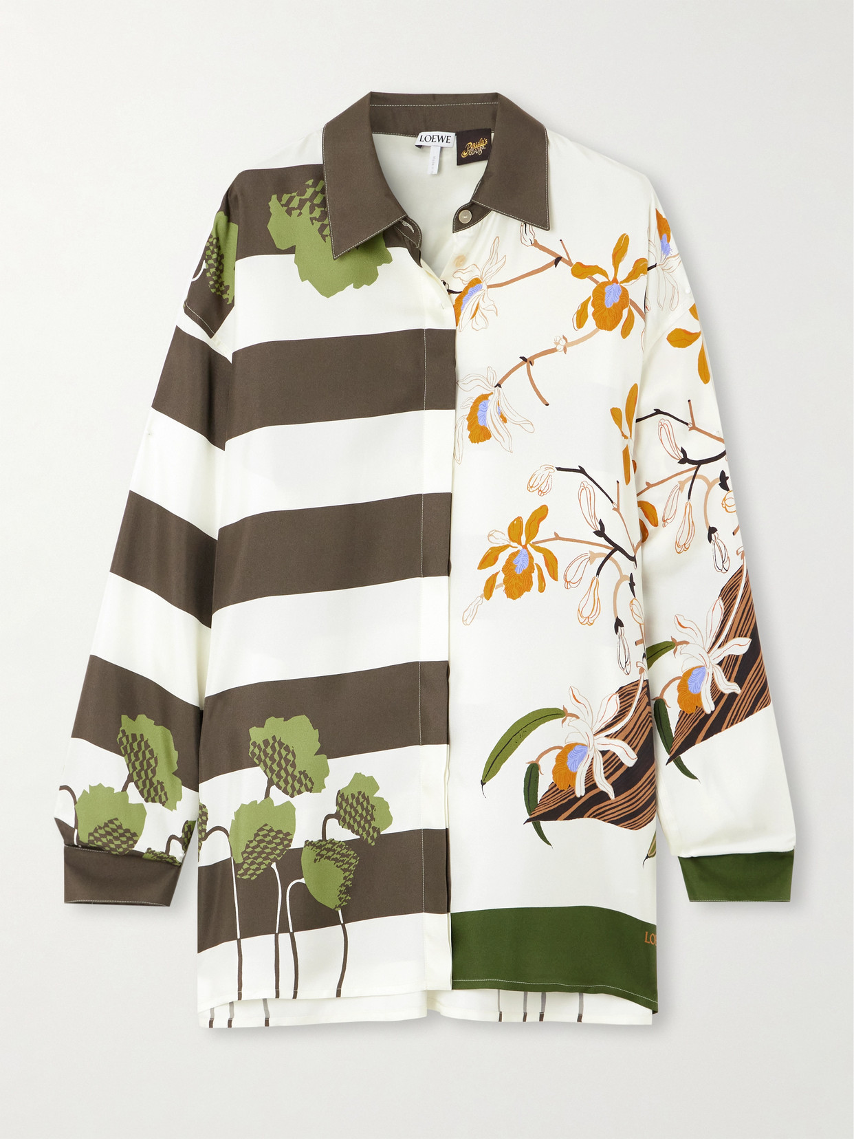 Shop Loewe + Paula's Ibiza Printed Silk-twill Shirt In White