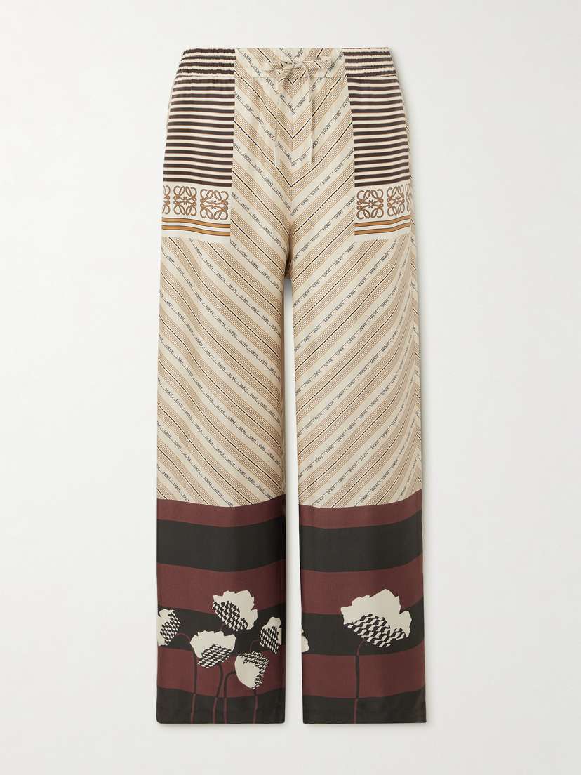 Loewe + Paula's Ibiza Printed Silk-satin Straight-leg Trousers