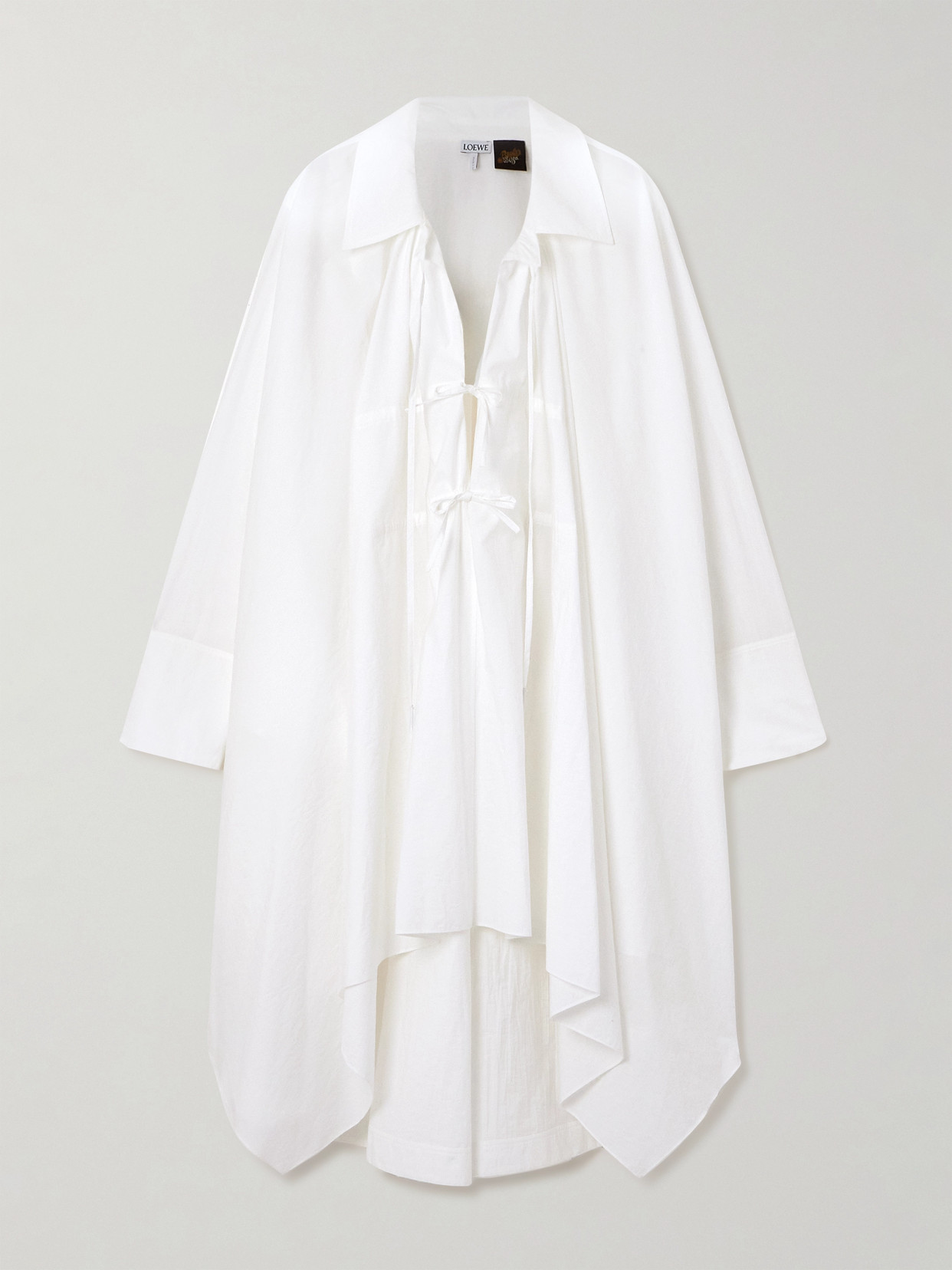 Loewe + Paula's Ibiza Cotton-blend Poplin Midi Shirt Dress In White