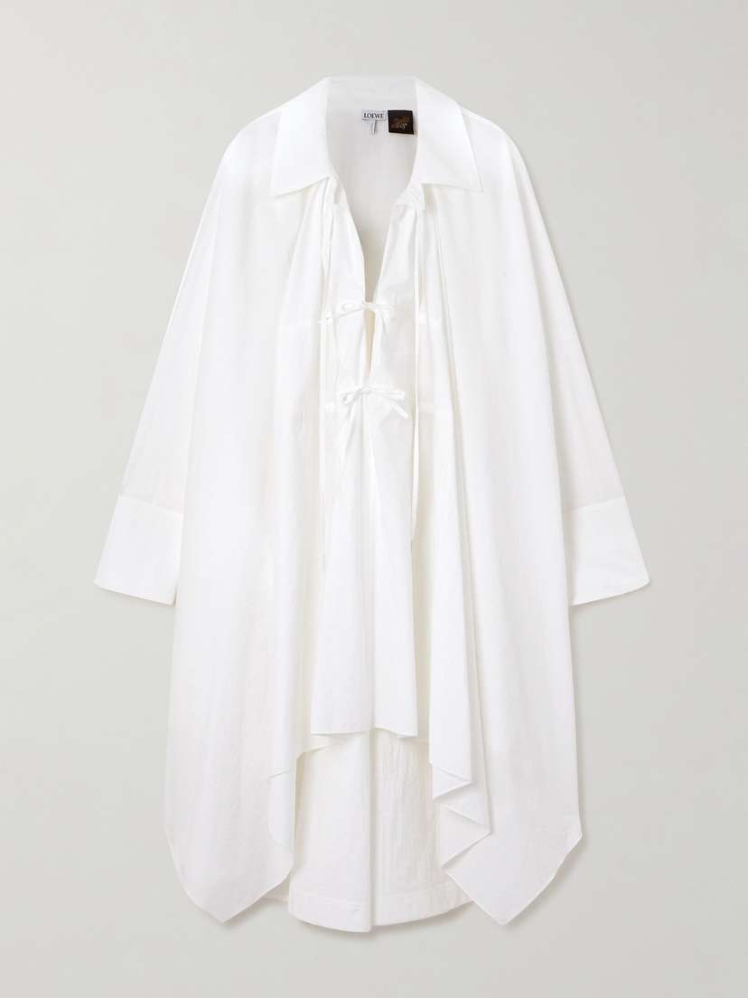Loewe + Paula's Ibiza Cotton-blend Poplin Midi Shirt Dress