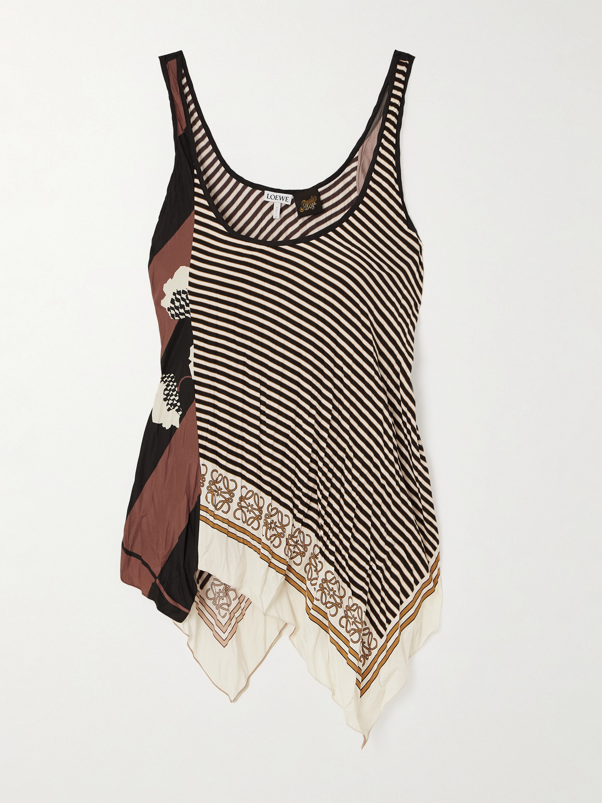 Loewe - + Paula's Ibiza Asymmetric Printed Satin Tank - Red