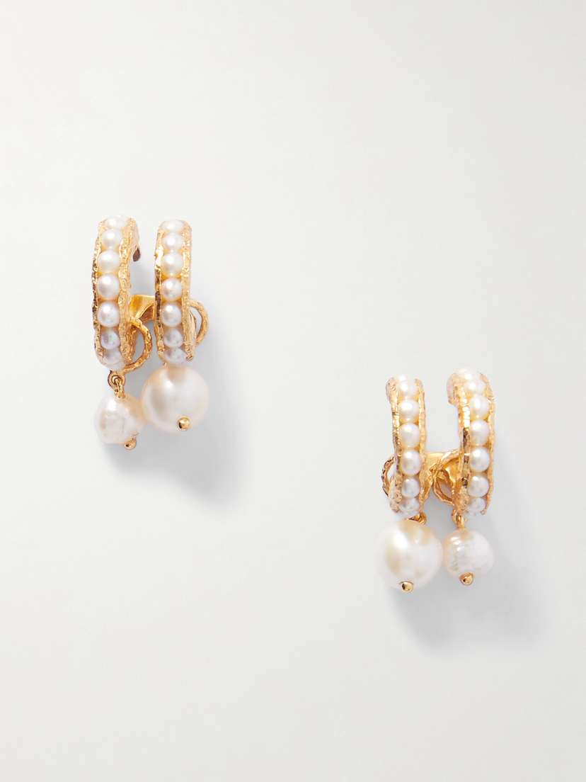 Pacharee plated Pearl Hoop Earrings