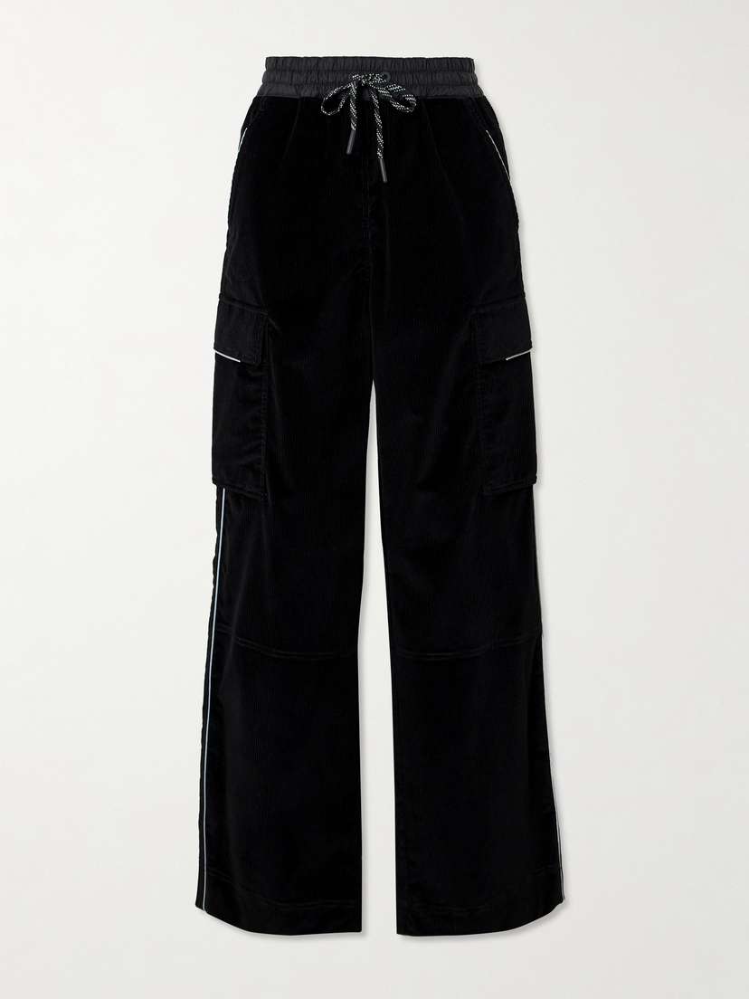 Moncler Grenoble Shell-trimmed Stretch Cotton-corduroy Wide-leg Pants