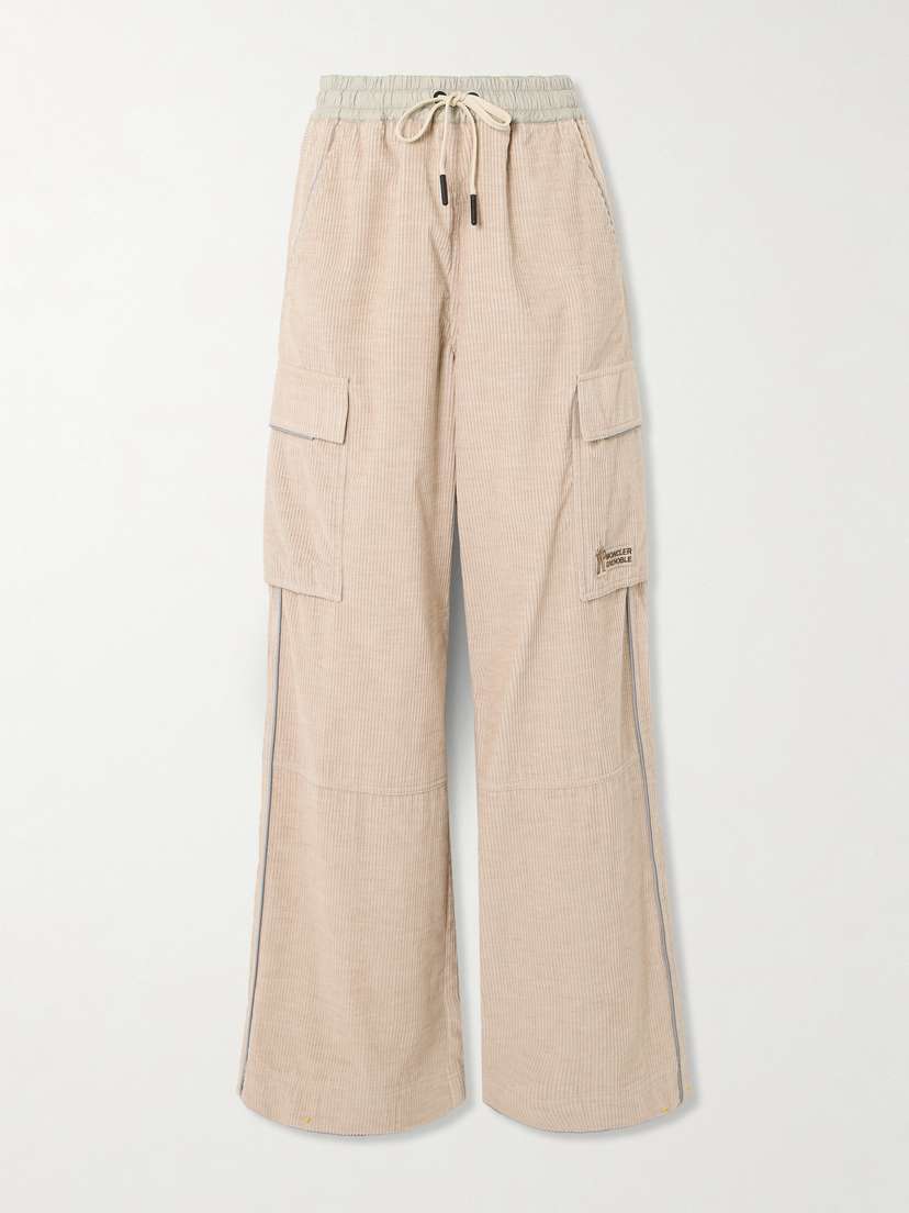 Moncler Grenoble Shell-trimmed Cotton-corduroy Wide-leg Pants