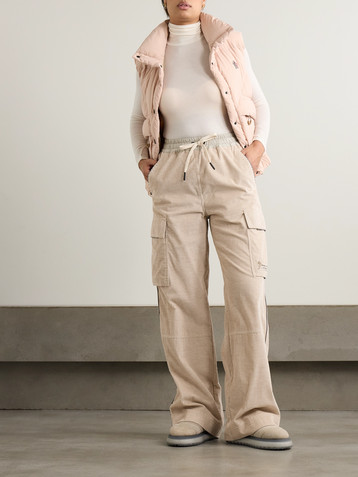 MONCLER GRENOBLE Shell-trimmed cotton-corduroy wide-leg pants