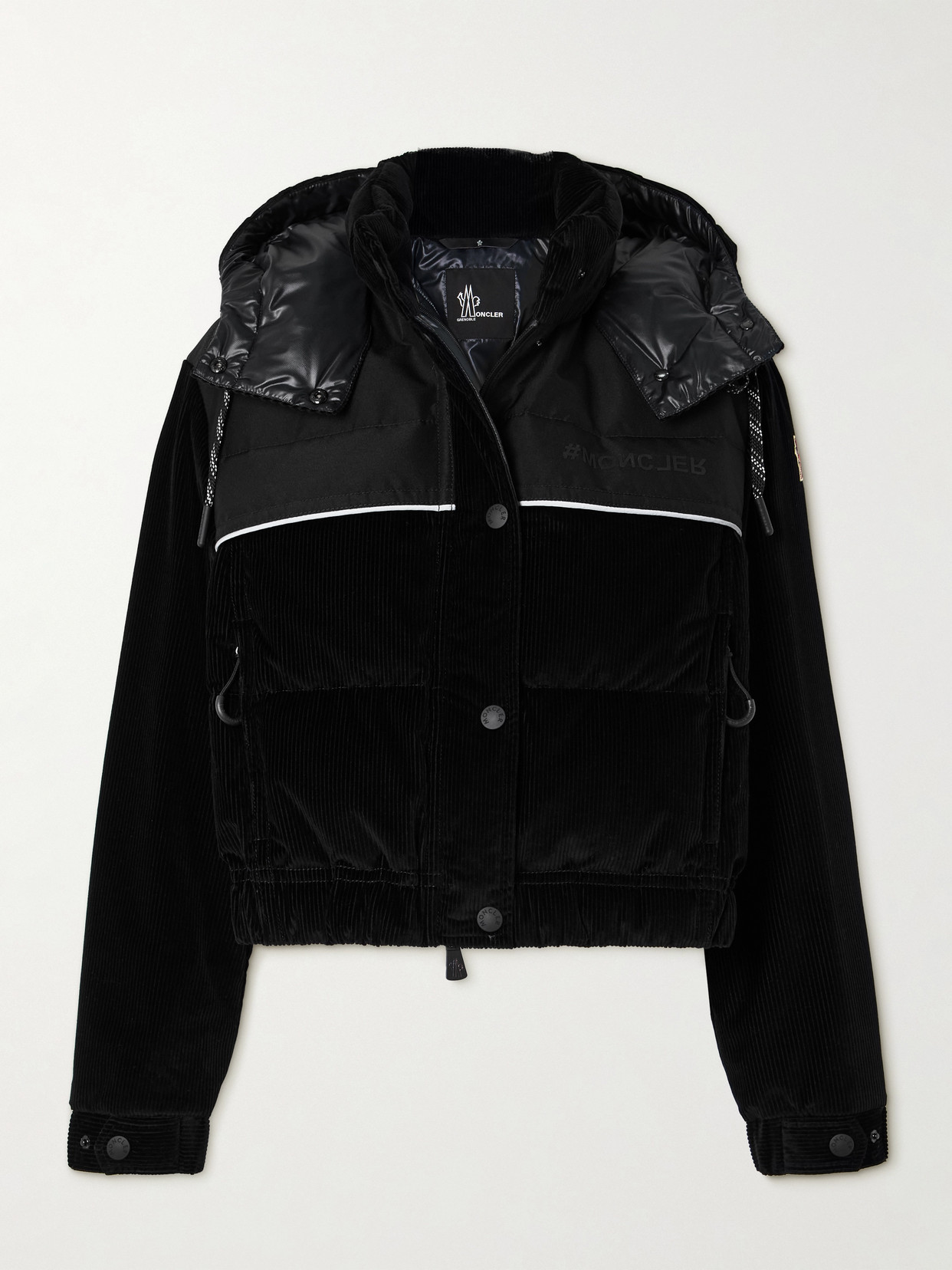 Moncler Spinas Shell And Canvas-trimmed Quilted Stretch-cotton Corduroy Down Jacket In Black