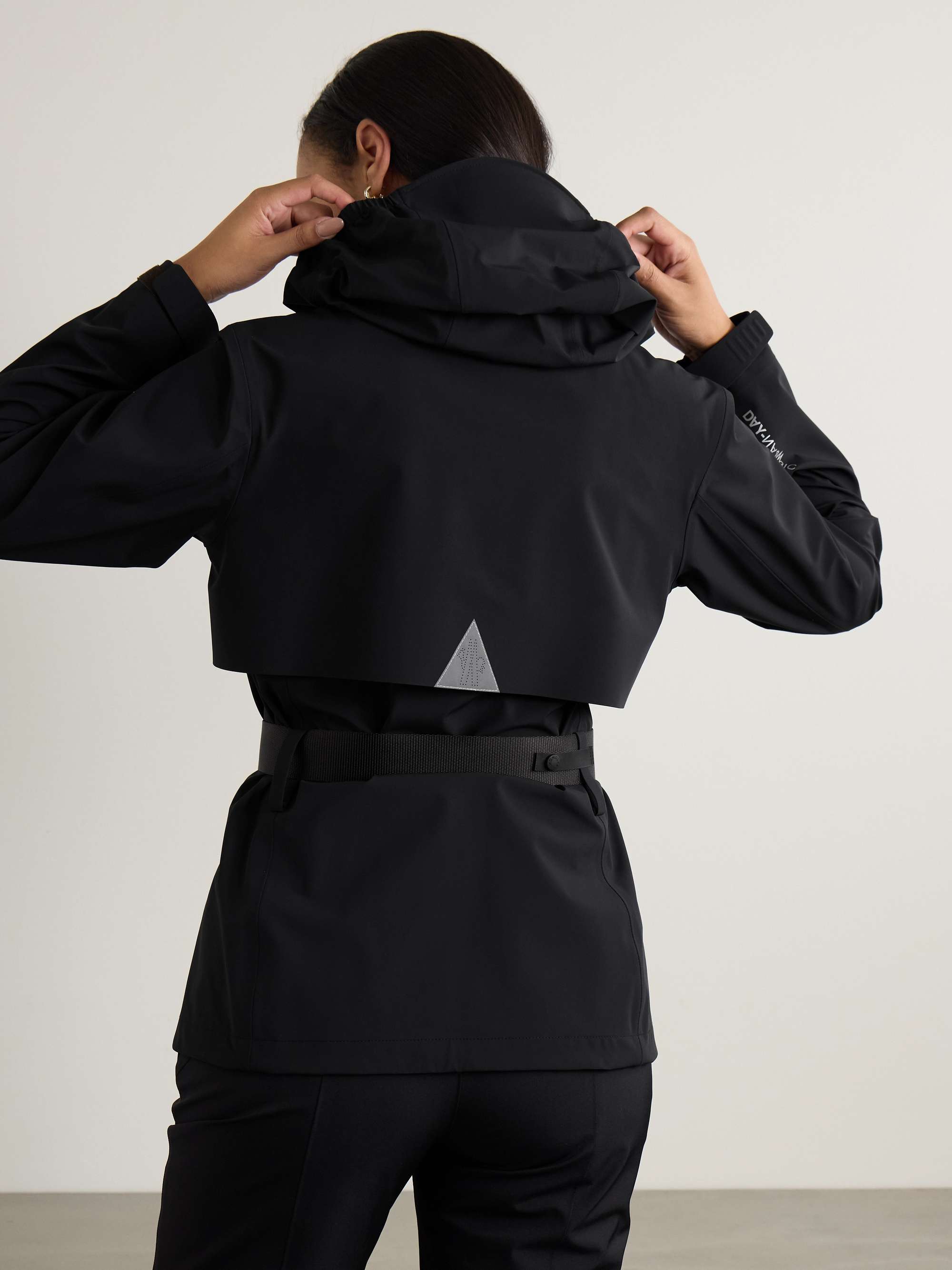 Black Fex hooded belted stretch-shell jacket | MONCLER