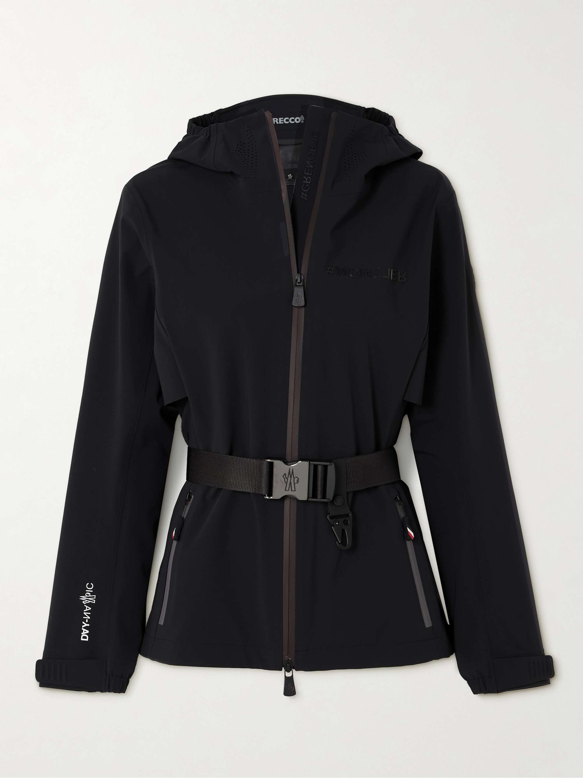 【人気No.1】 stretch-shell belted hooded Fex Black jacket MONCLER | ジャケット・アウター