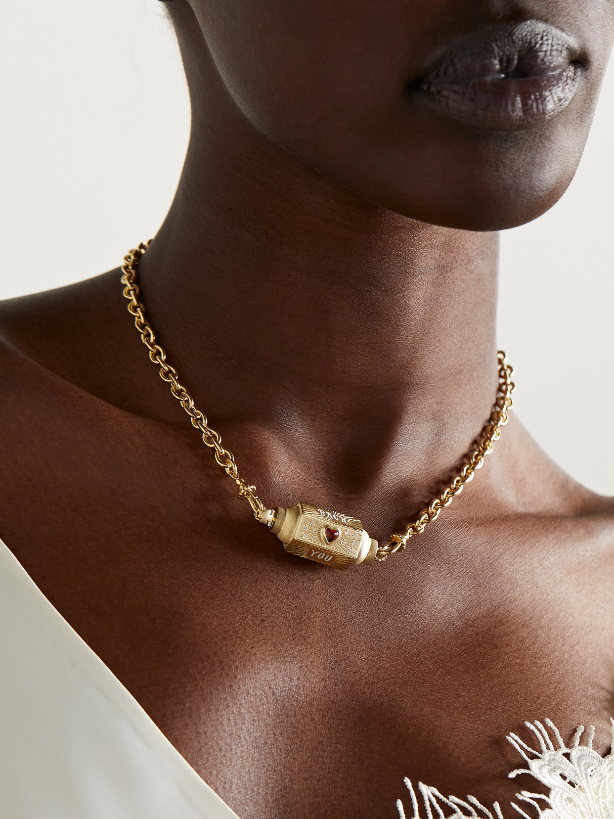 Marie Lichtenberg Love You Locket 14-karat Gold Multistone Necklace In Gold