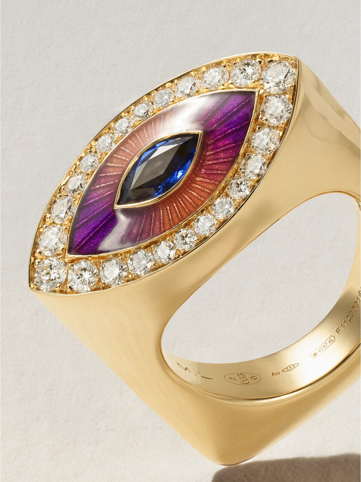 Shop Marie Lichtenberg Evil Eye 18-karat Gold, Diamond And Sapphire Ring