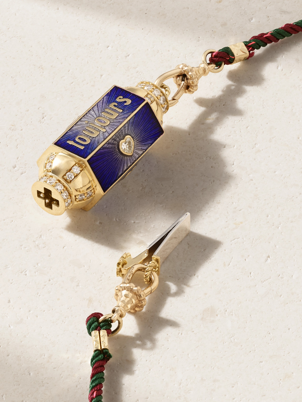 Marie Lichtenberg Amour Toujours Locket 18-karat Gold, Enamel, Pearl And Diamond Necklace In Gold