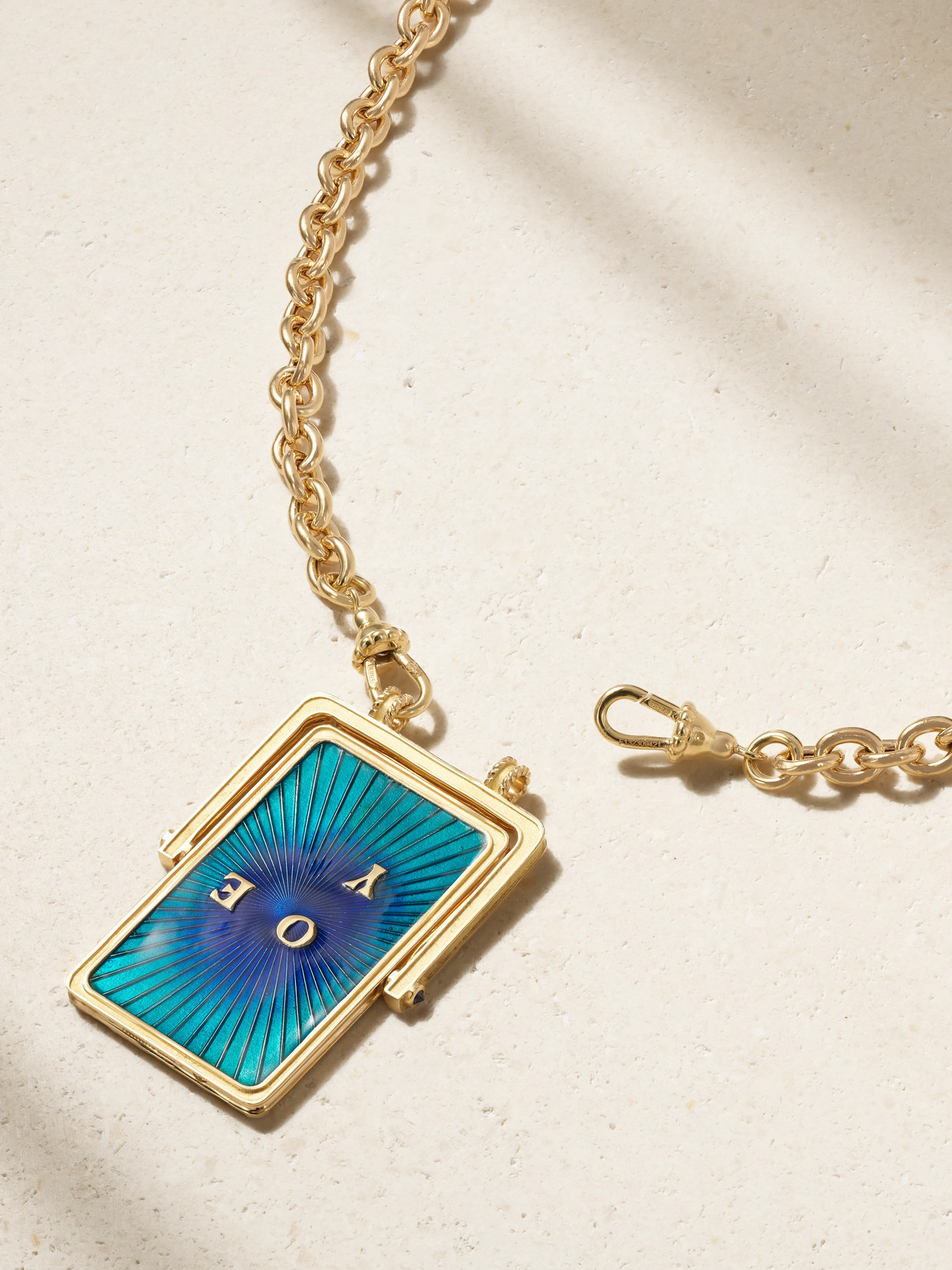 Marie Lichtenberg I Love You 18-karat Gold, Enamel, Diamond And Sapphire Necklace In Gold