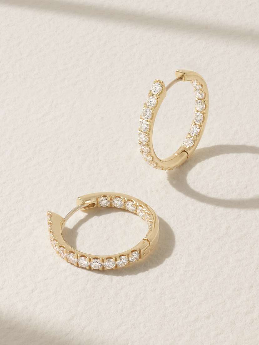 Melissa Kaye Clara Medium 18-karat Gold Diamond Hoop Earrings