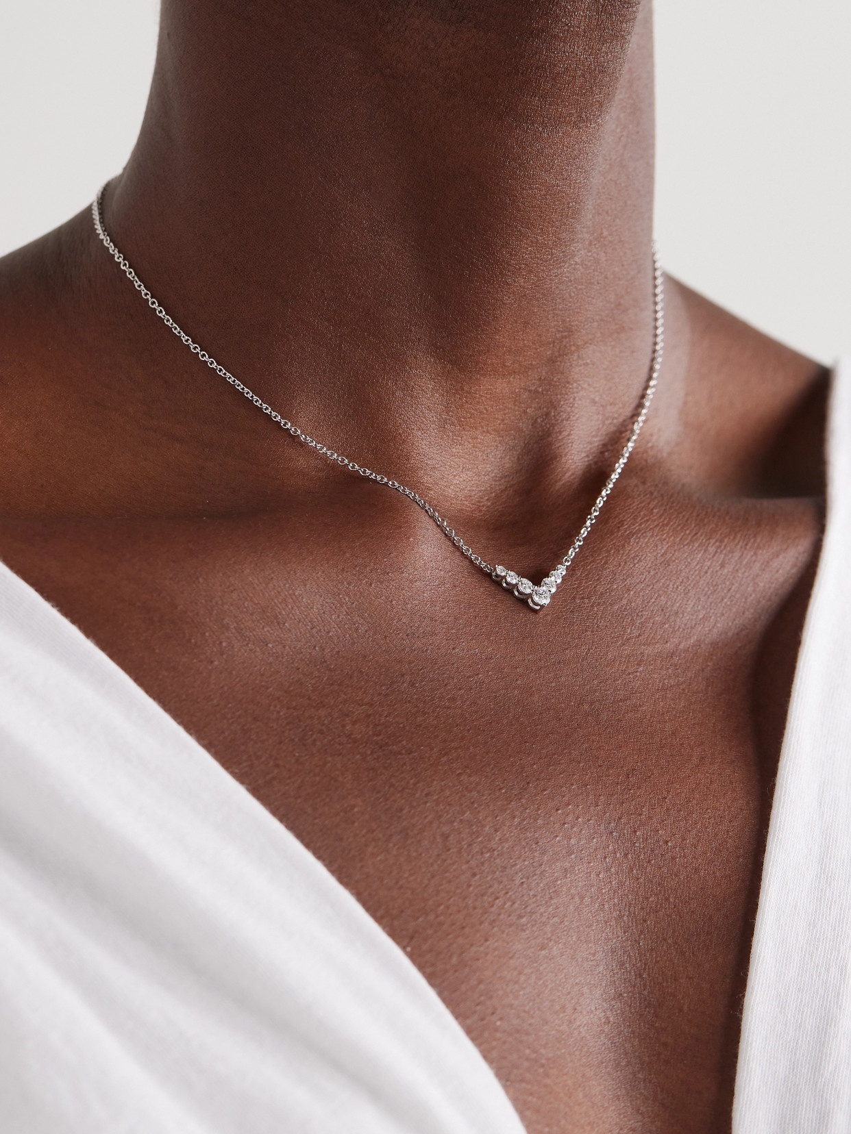 Melissa Kaye Aria V 18-karat White Gold Diamond Necklace In Gold