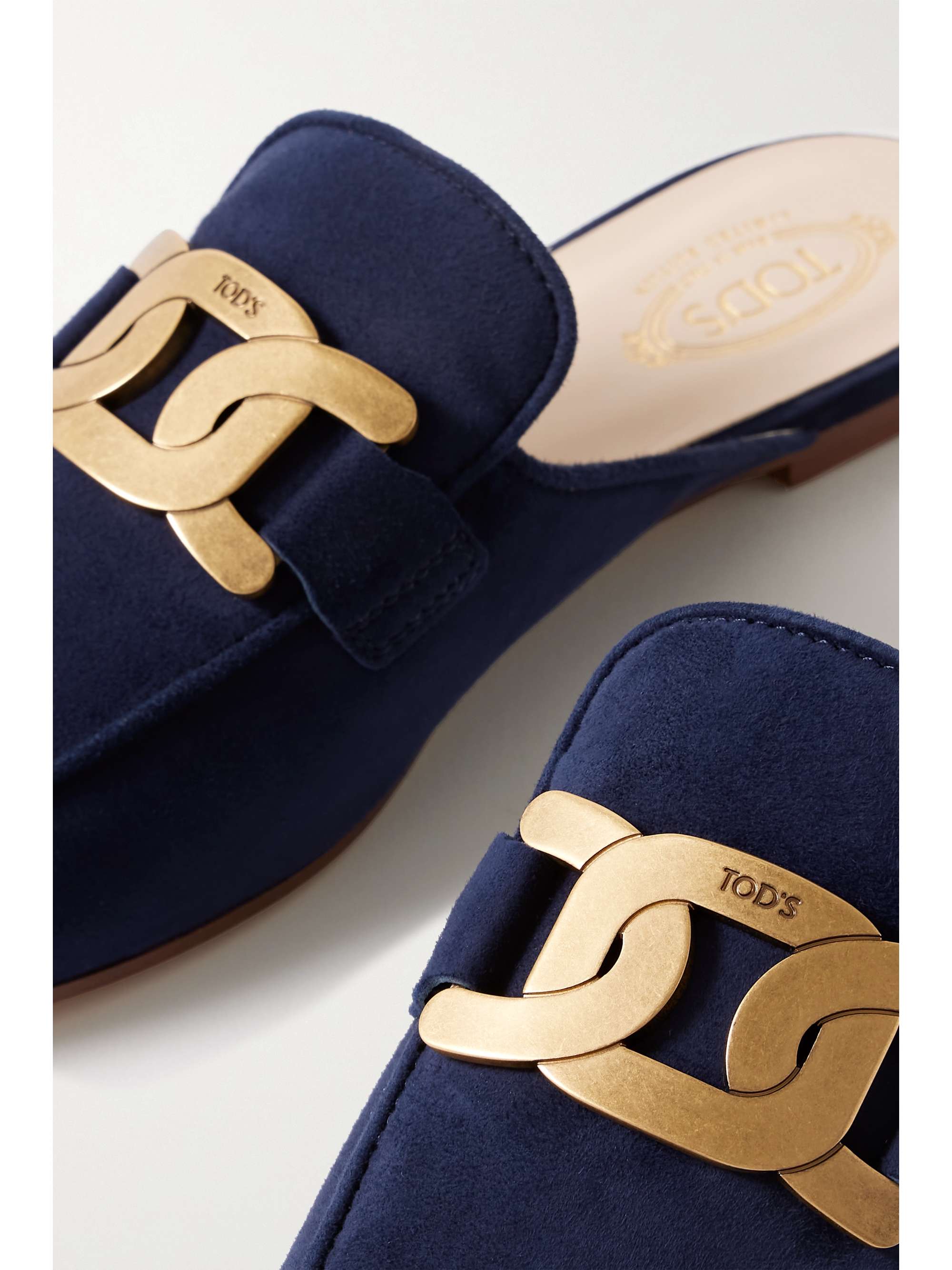 TOD'S Embellished leather slippers