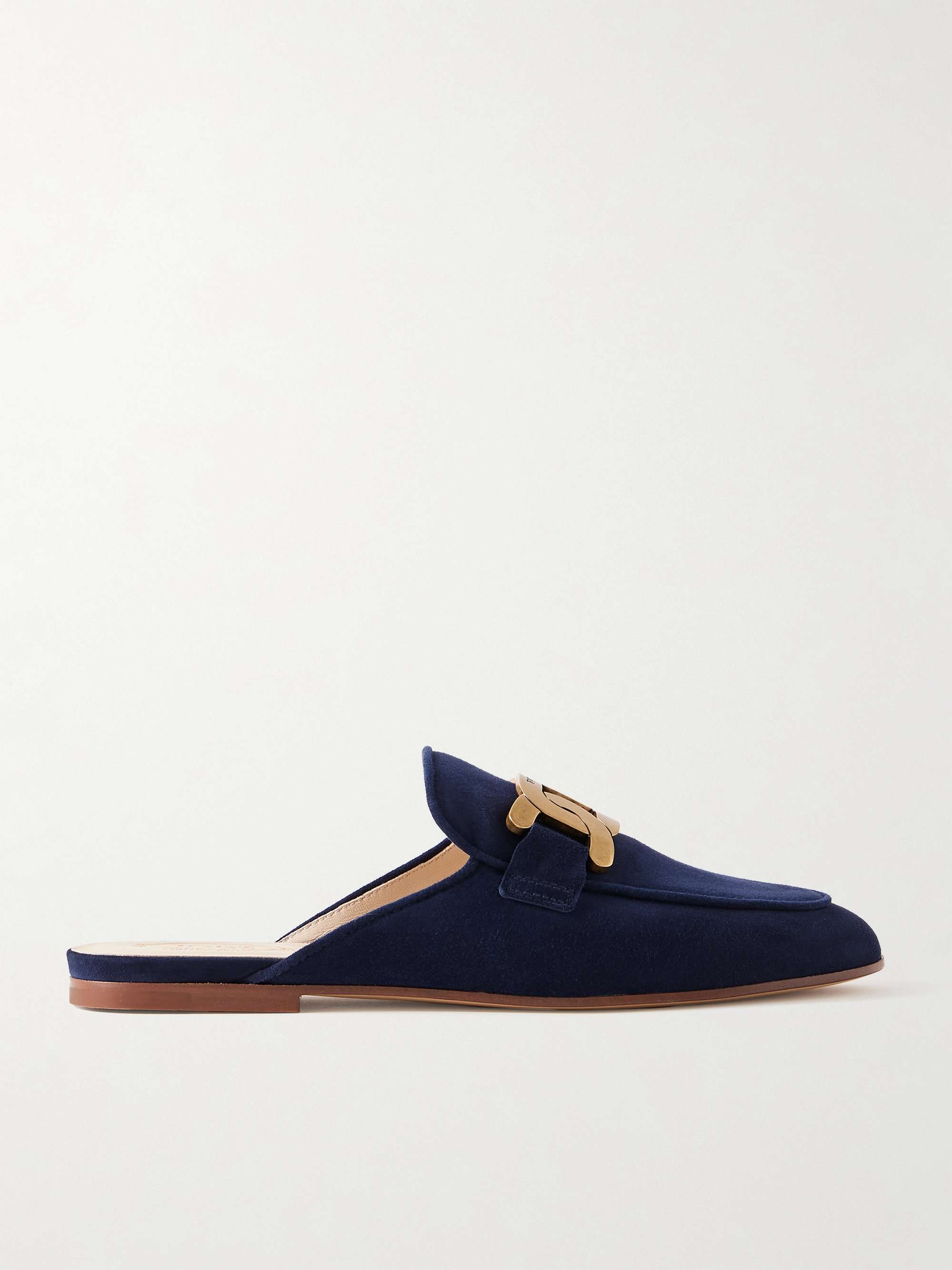 TOD'S Embellished leather slippers