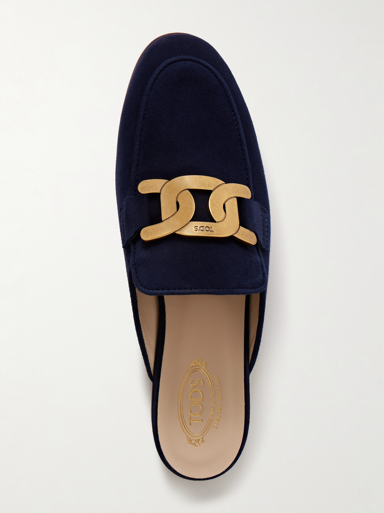 Tod's Embellished Suede Slippers In Blue