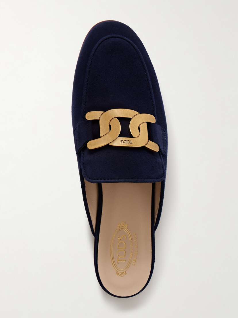 Tod's Embellished Suede Slippers