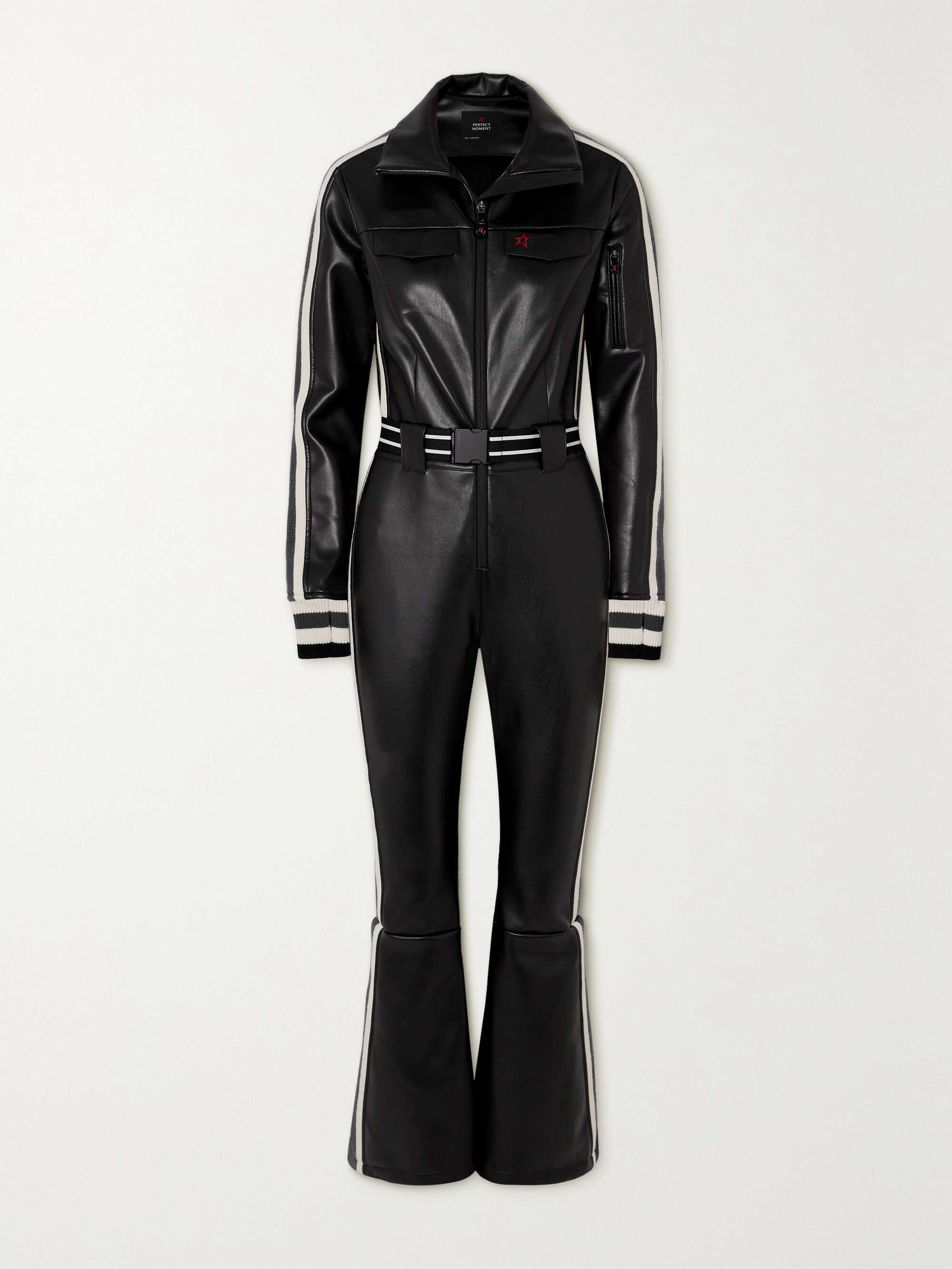 zara black leather jumpsuit
