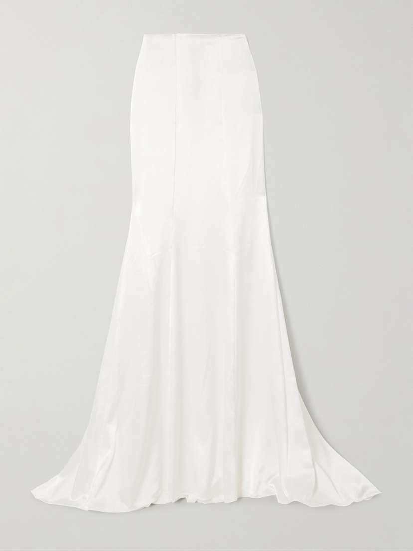 Galvan Amalfi Draped Satin Maxi Skirt