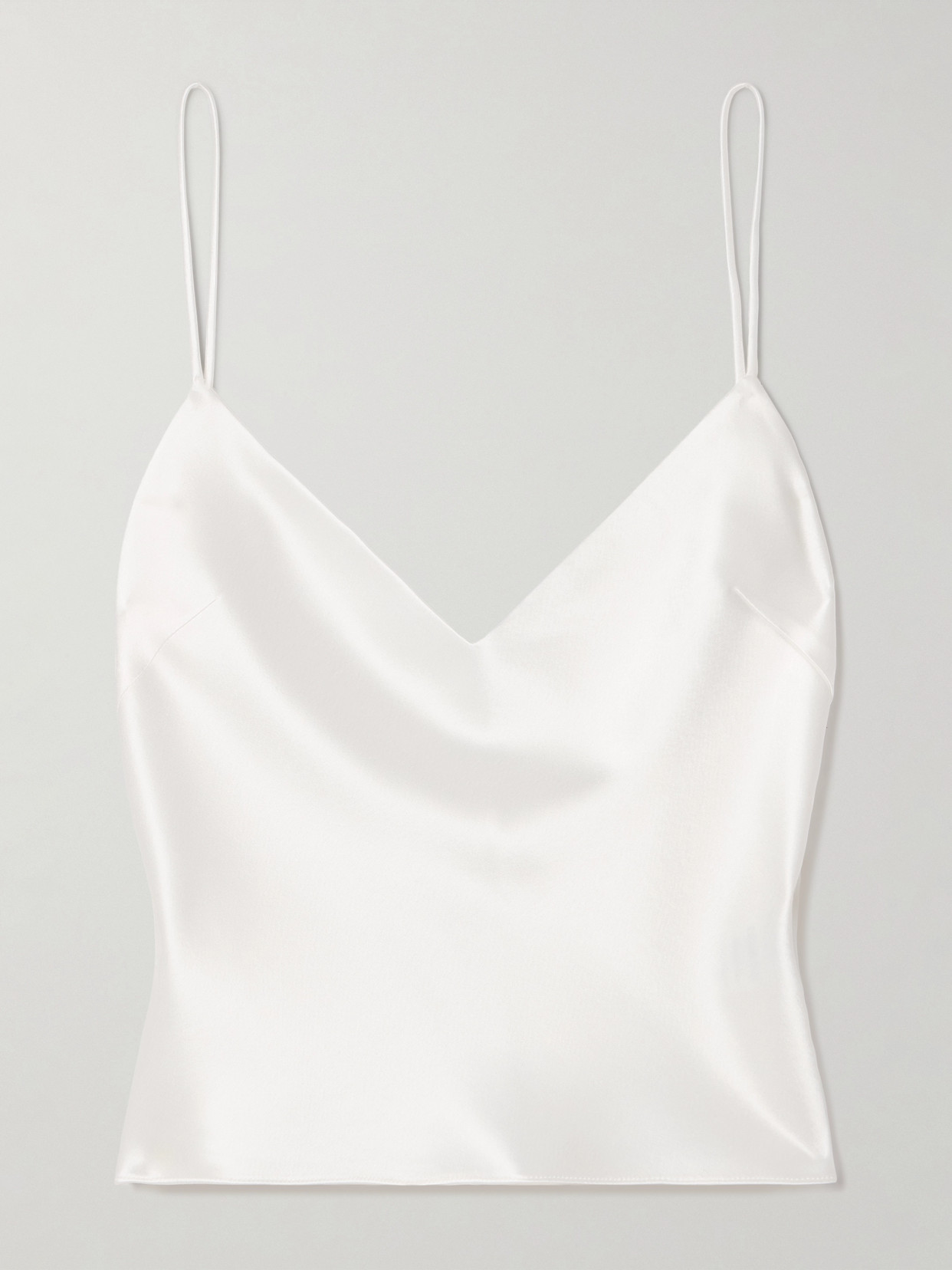 Shop Galvan Ischia Satin Camisole In Off-white