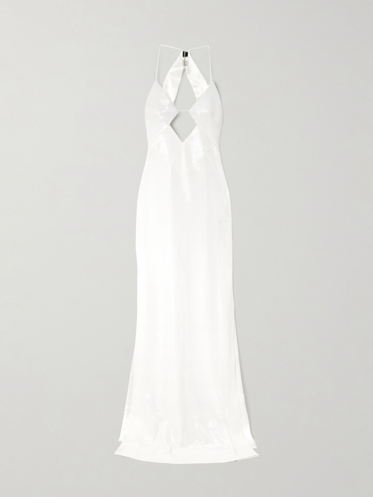 Galvan - Kite Cutout Sequined Satin Maxi Dress - Off-white