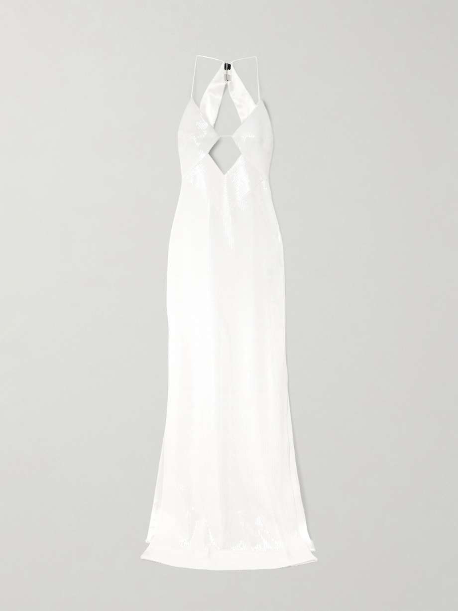 kite cutout sequined satin maxi dress
