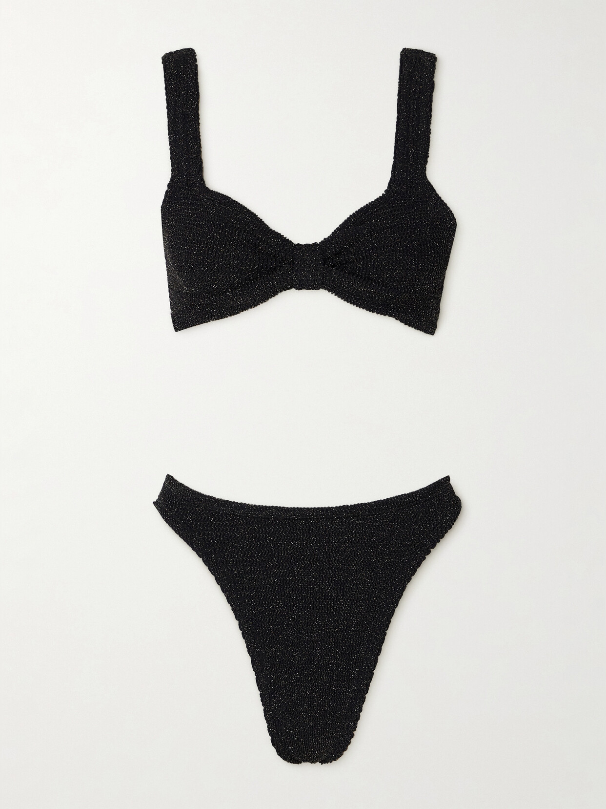 Hunza G Bonnie Metallic Seersucker Bikini In Black | ModeSens