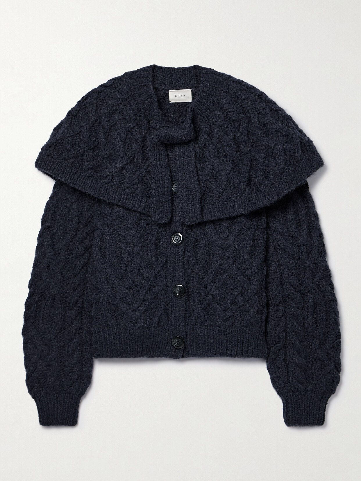 DÔEN - Holland Cape-effect Cable-knit Alpaca-blend Cardigan - Blue