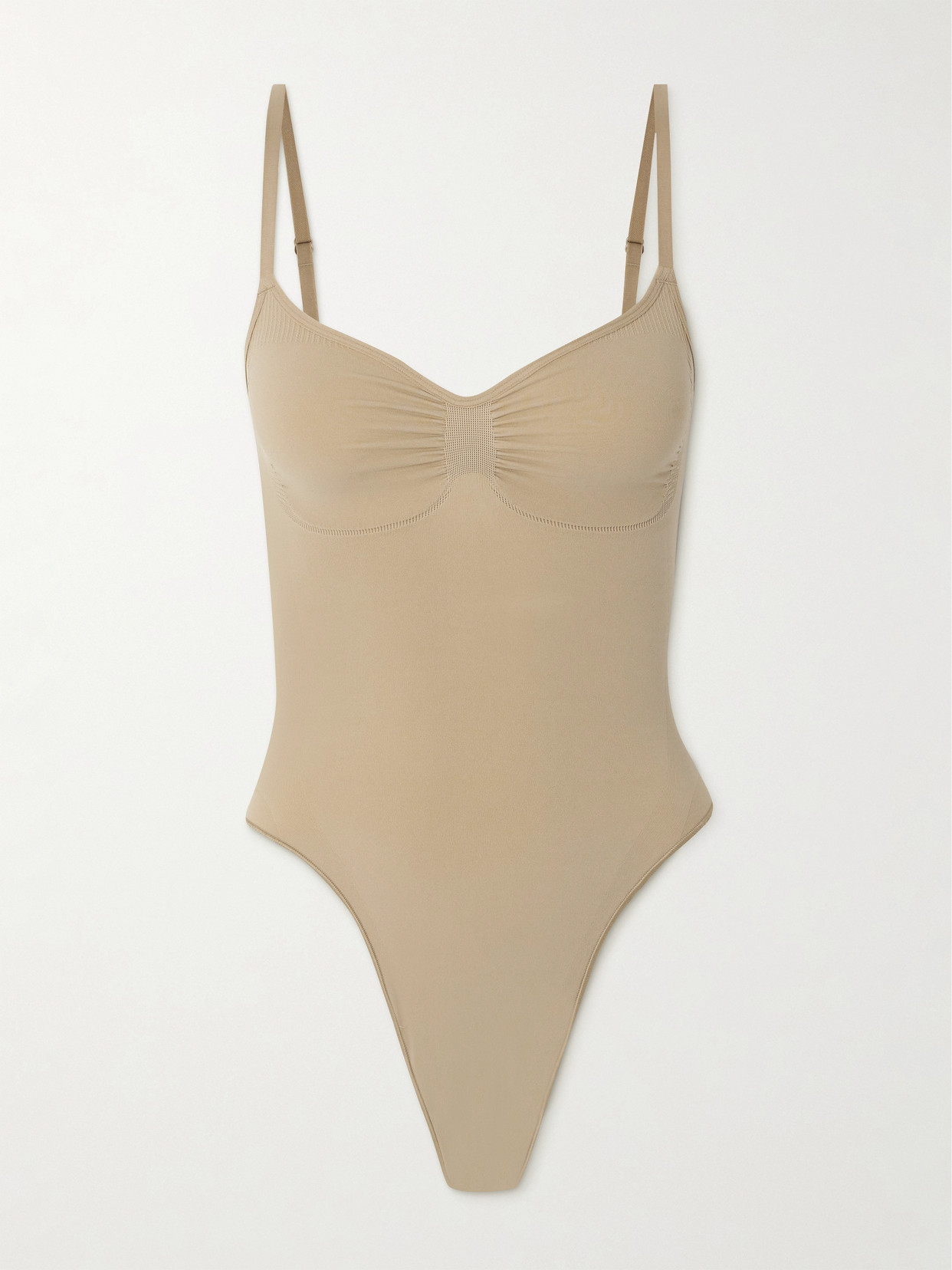 Shop Skims Seamless Sculpt Thong Bodysuit In Neutrals