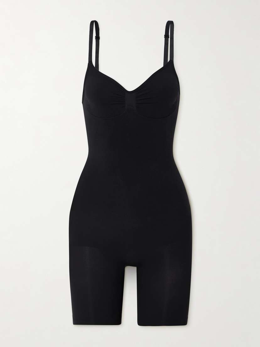 Skims Seamless Sculpt Mid Thigh Bodysuit - Onyx