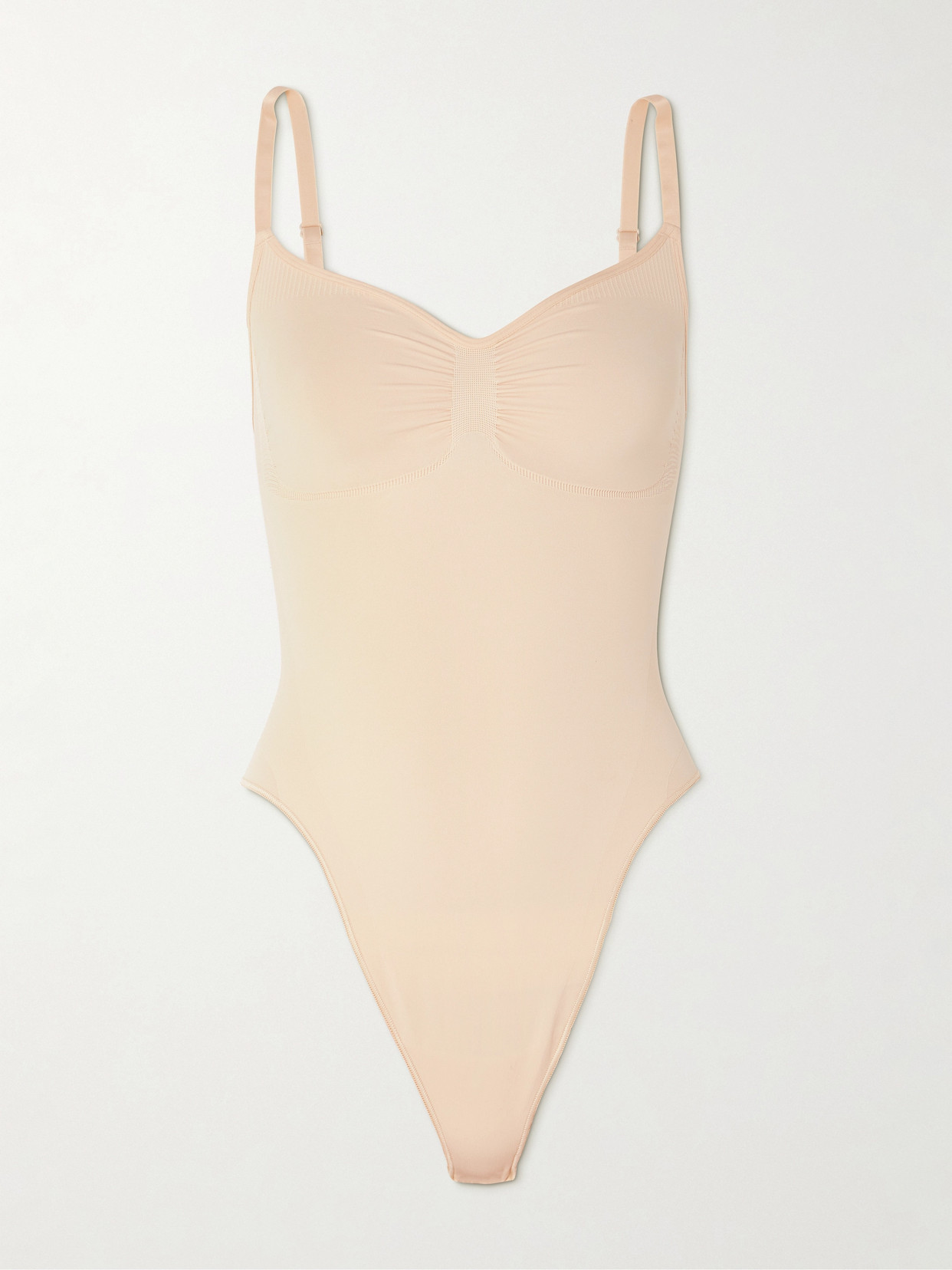 Shop Skims Seamless Sculpt Thong Bodysuit In Neutrals