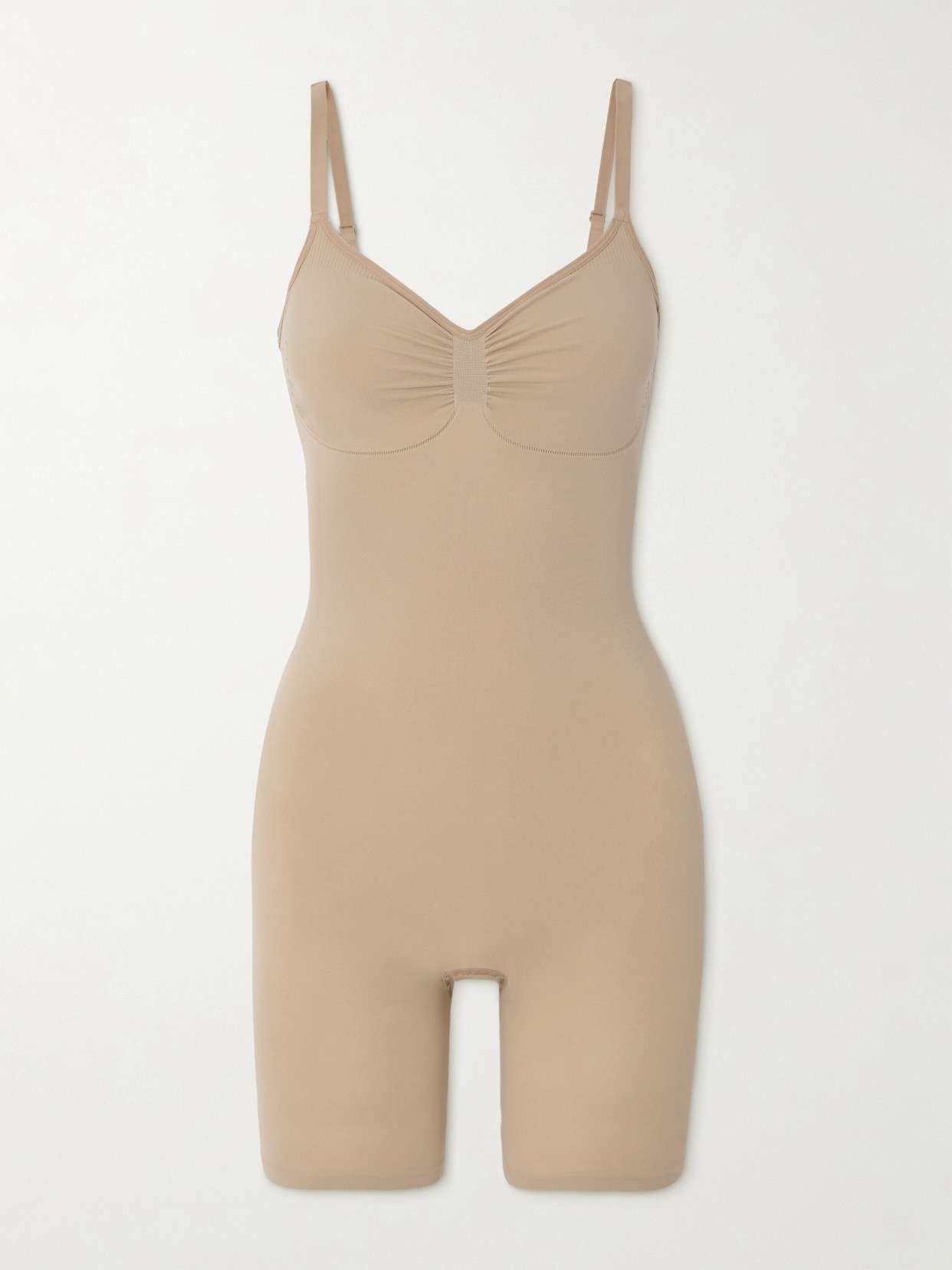 Skims Seamless Sculpt Mid Thigh Bodysuit In Neutrals