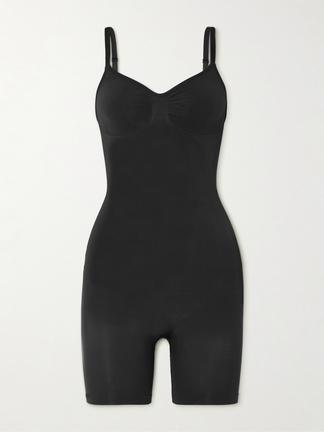 Shop Skims Seamless Sculpt Mid Thigh Bodysuit In Black