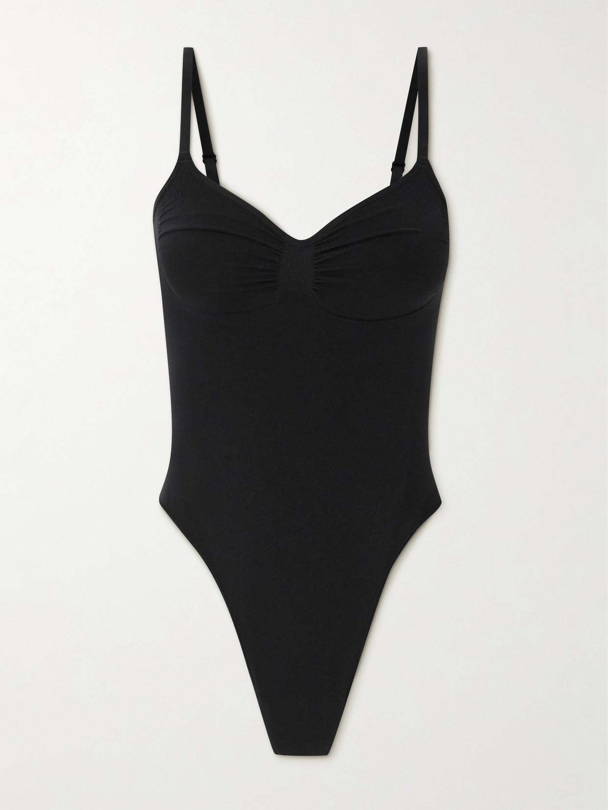 Shop Skims Seamless Sculpt Thong Bodysuit In Black