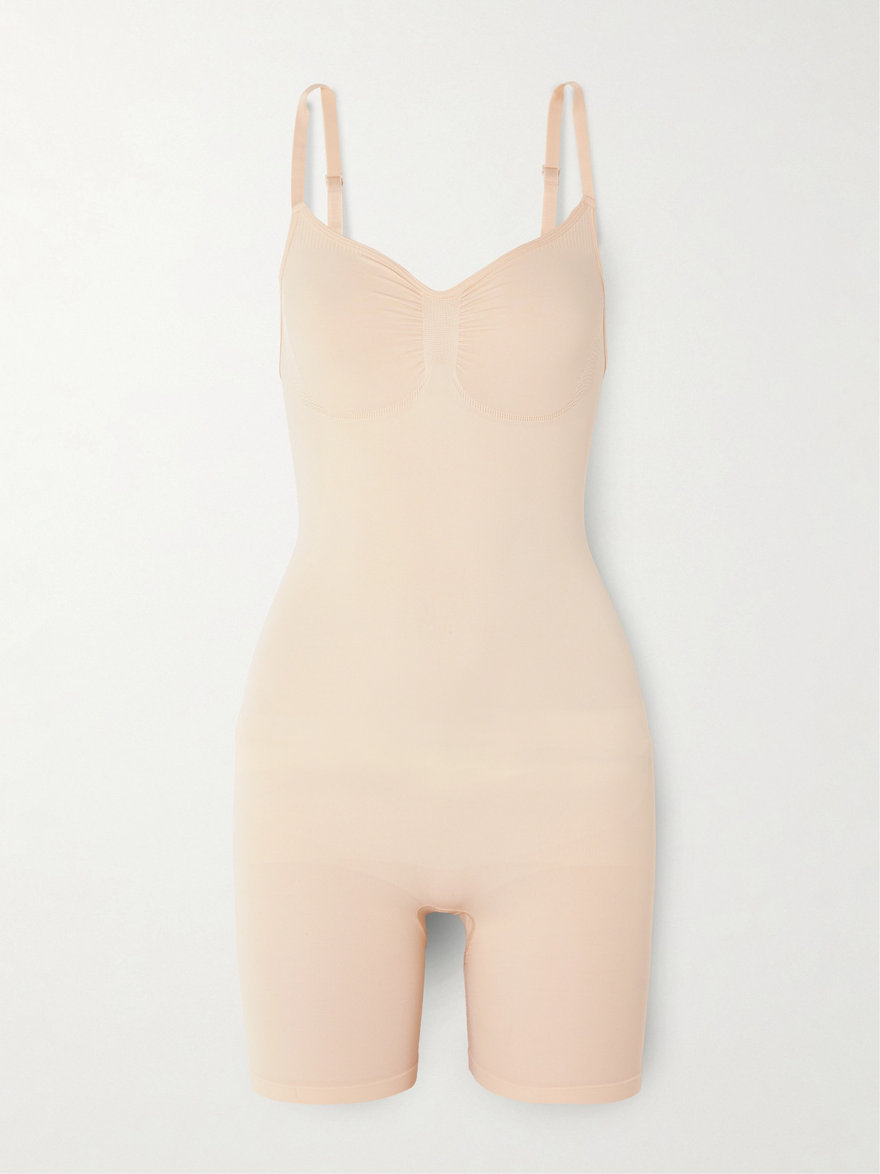 Skims Seamless Sculpt Mid Thigh Bodysuit In Neutrals