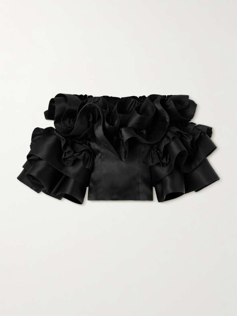 Christopher John Rogers Ruffled Silk-taffeta Top
