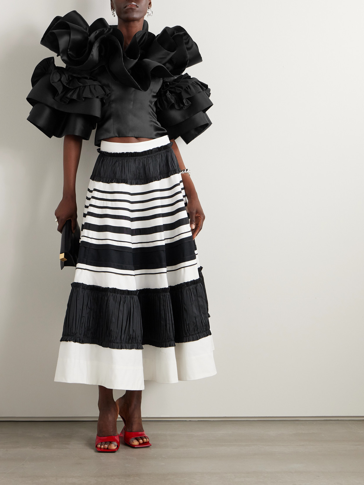 Ruffled Silk-Taffeta Top