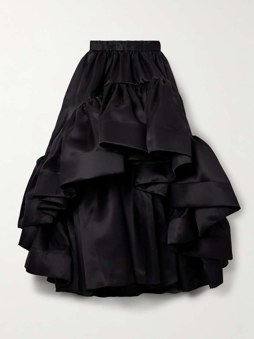 Christopher John Rogers Ruffled Silk-satin Maxi Skirt