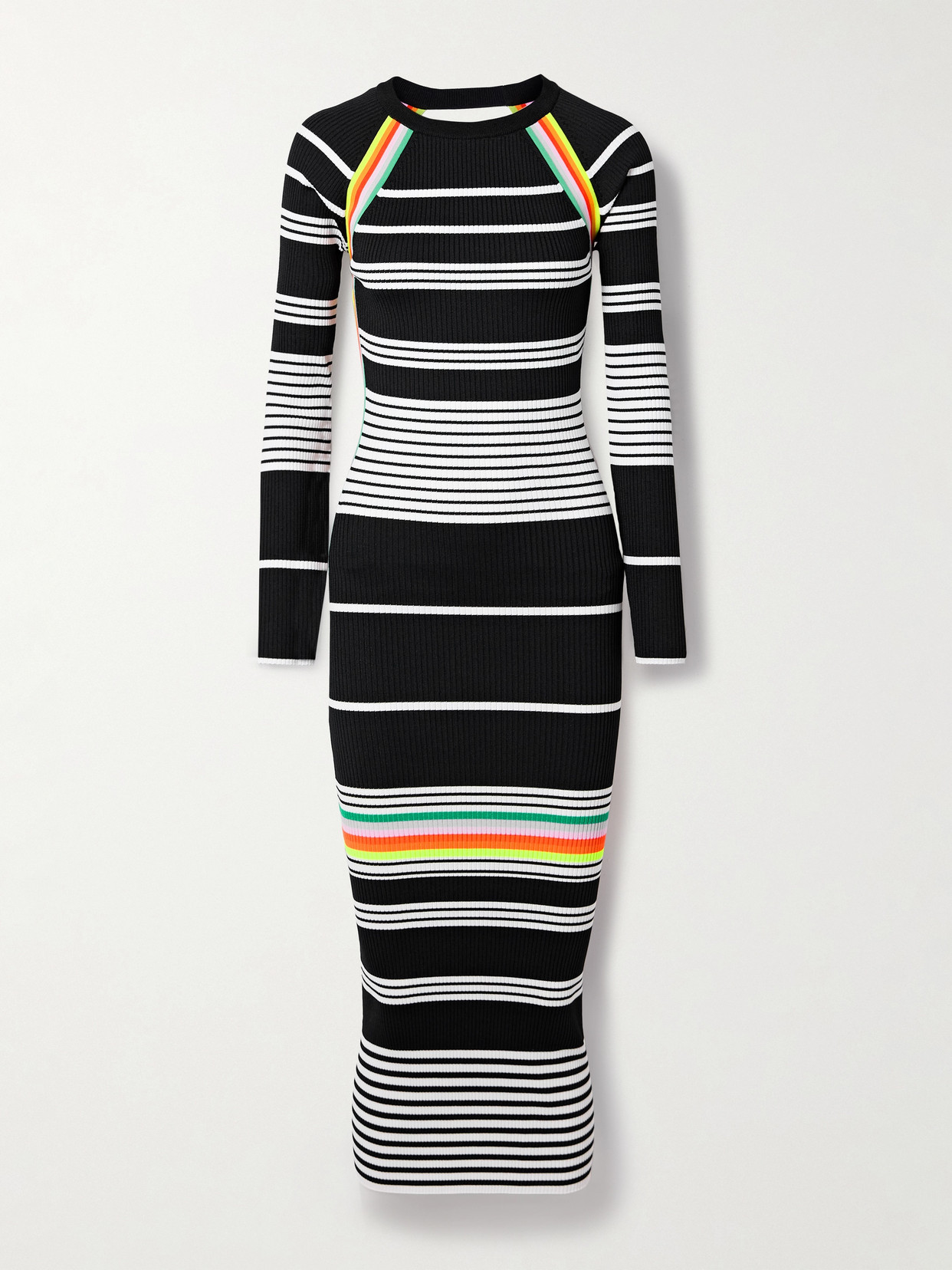 Christopher John Rogers - Open-back Striped Ribbed-knit Midi Dress - Multi